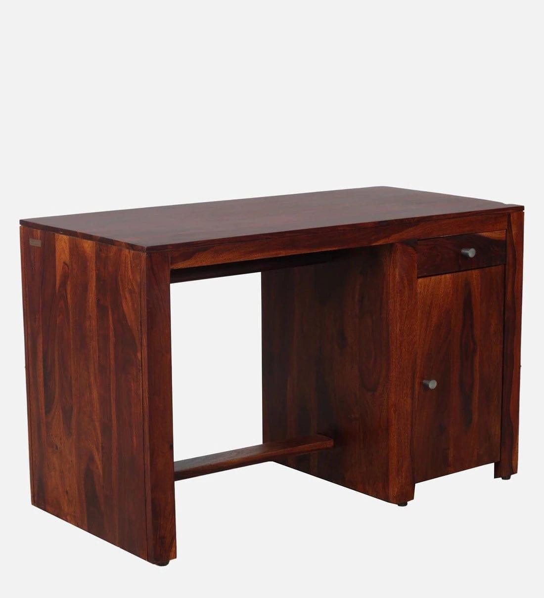 Arno Sheesham Wood Writing Table In Honey Oak Finish, - Ouch Cart