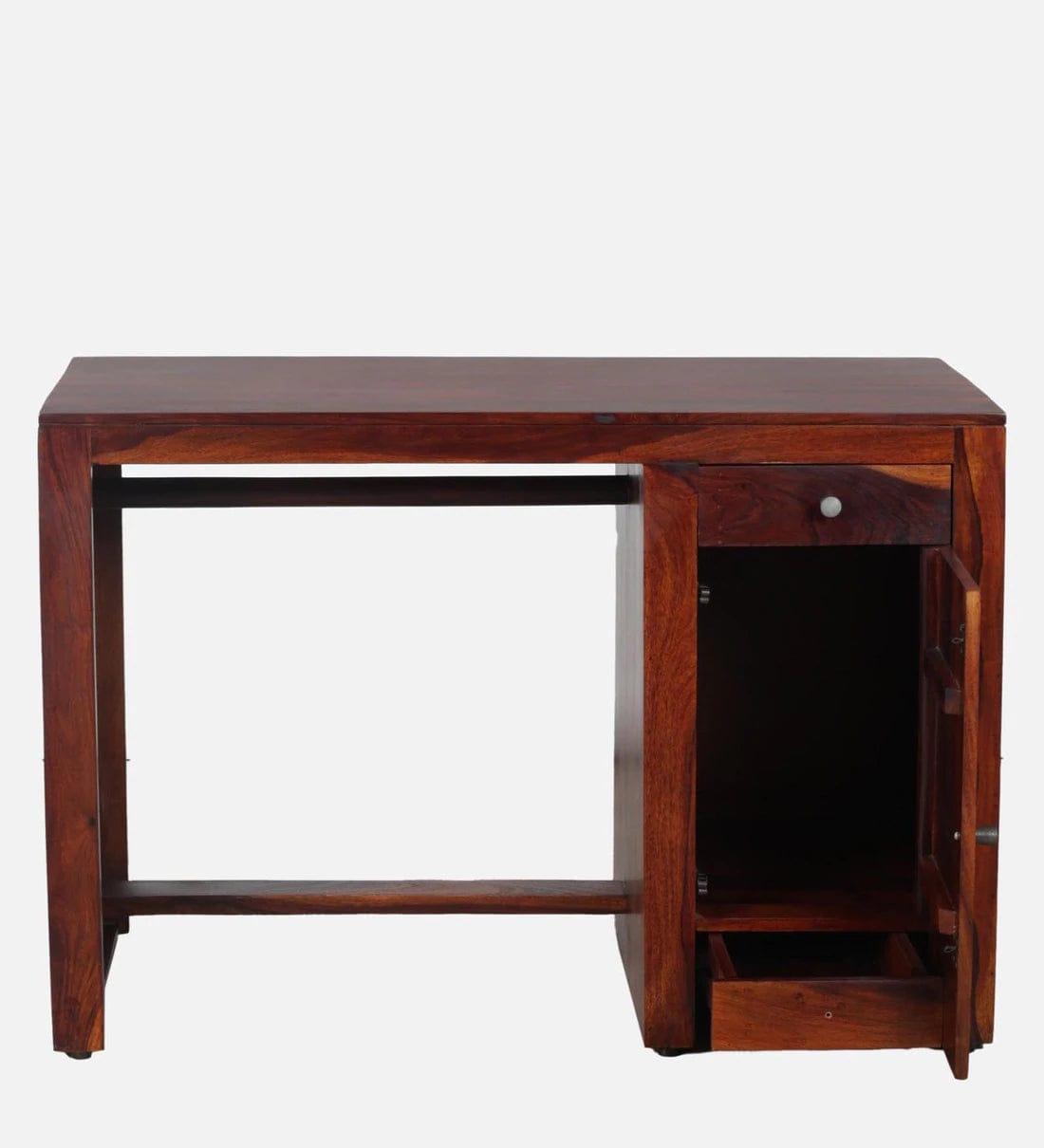 Arno Sheesham Wood Writing Table In Honey Oak Finish, - Ouch Cart