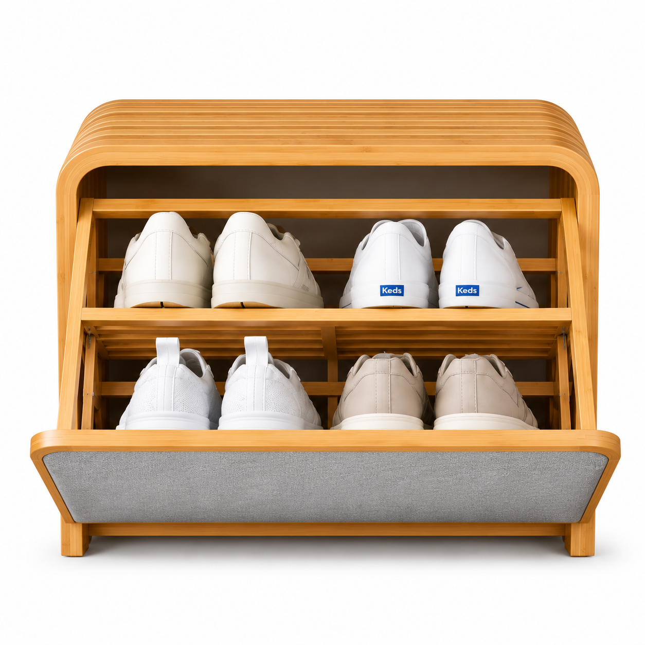 Bamboo Shoe Cabinet with Flip Drawer | Modern Space-Saving Shoe Storage Organizer | Wooden Entryway Shoe Rack for Home, Hallway & Bedroom OUCH CART
