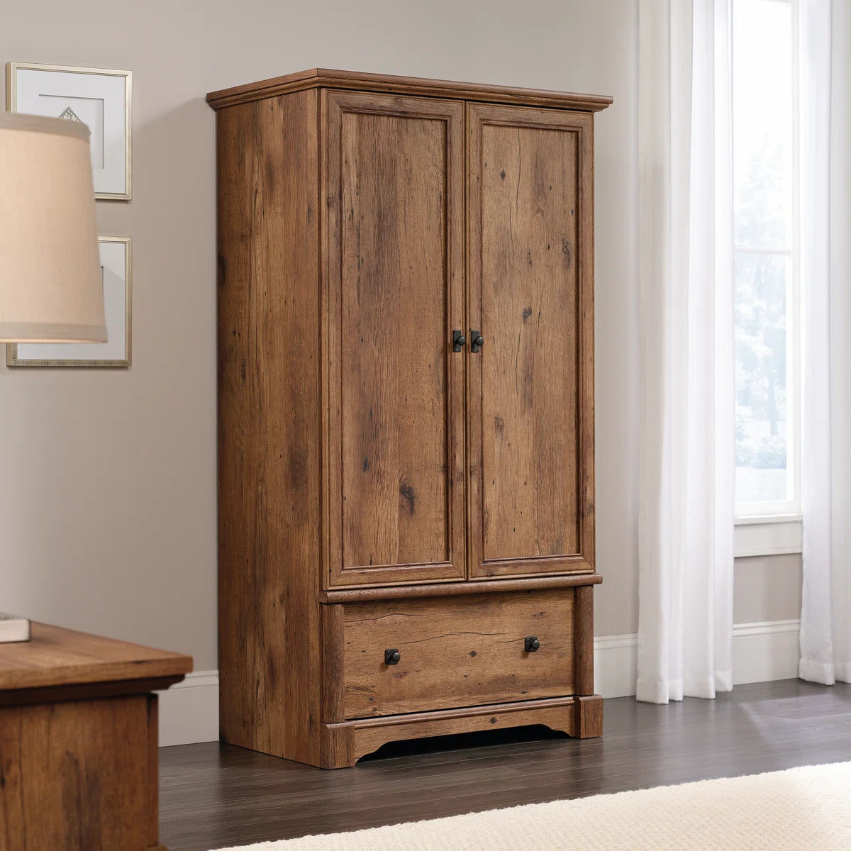 Orviston Armoire with Drawers and Hanging Space for Bedroom OUCH CART