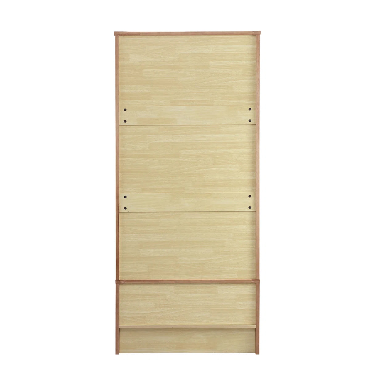 2-Door Solid Wood Wardrobe Closet Armoire with Drawer Hanging Rod Natural Finish