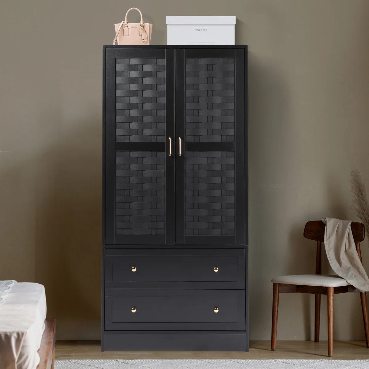 Romond Bedroom Armoire Functional and Stylish Solid Wood Wardrobe-OUCH CART | Wardrobe