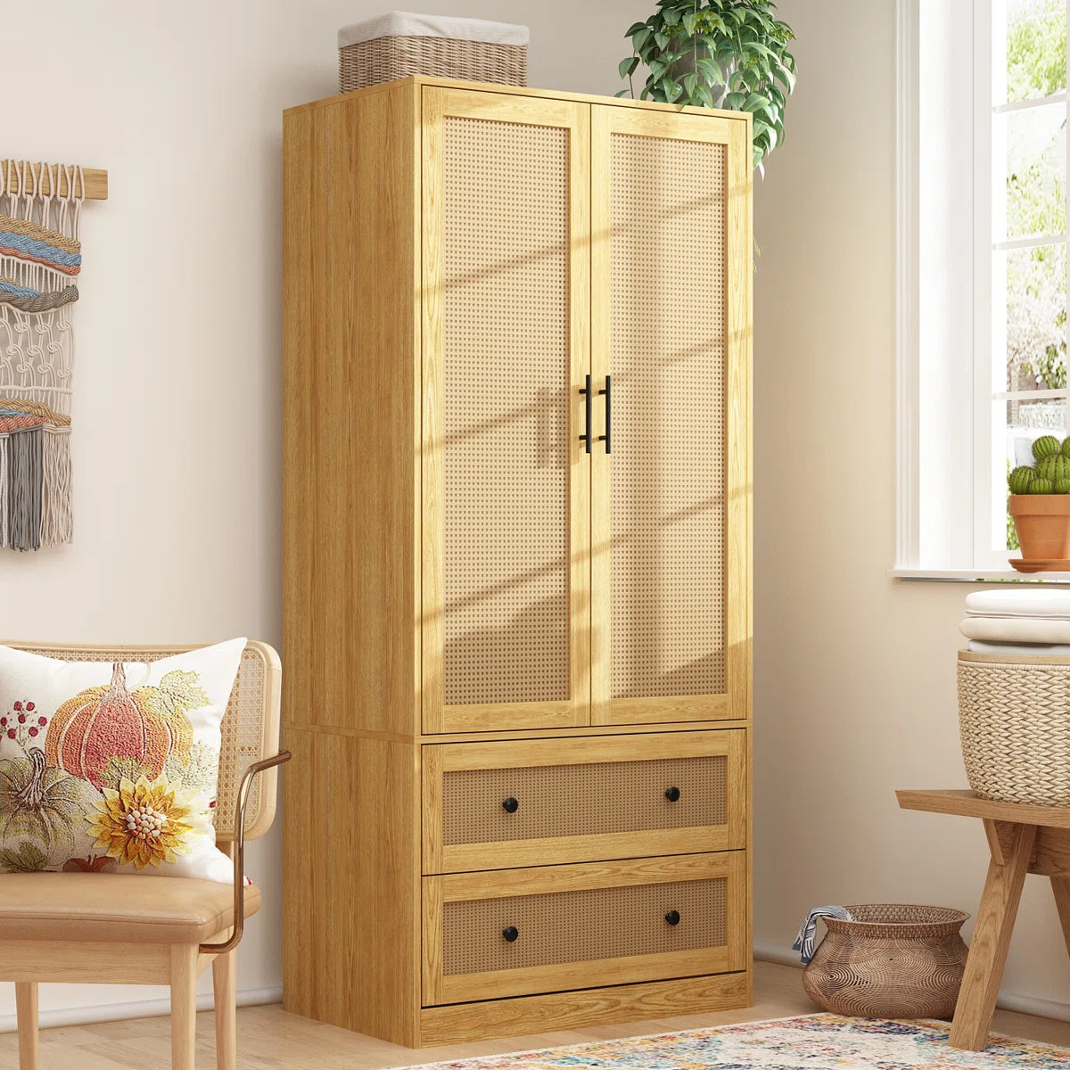 Premium Solid Wood Armoire Modern Bedroom Furniture-OUCH CART | Wardrobe