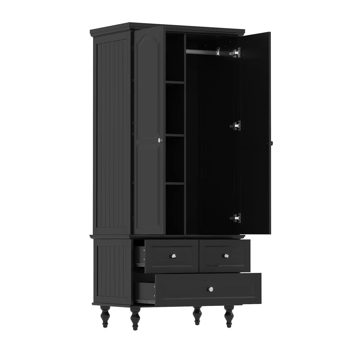 Elegant Talisha Wooden Wardrobe Armoire with 3 Large Drawers OUCH CART