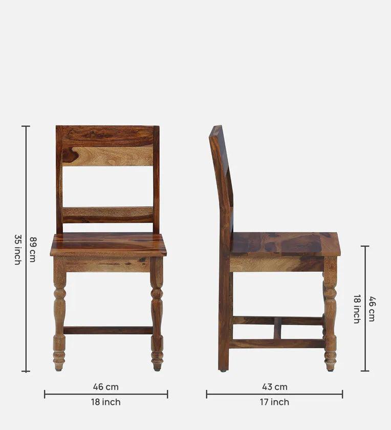 Sheesham Wood 4 Seater Dining Set In Rustic Teak Finish - Ouch Cart