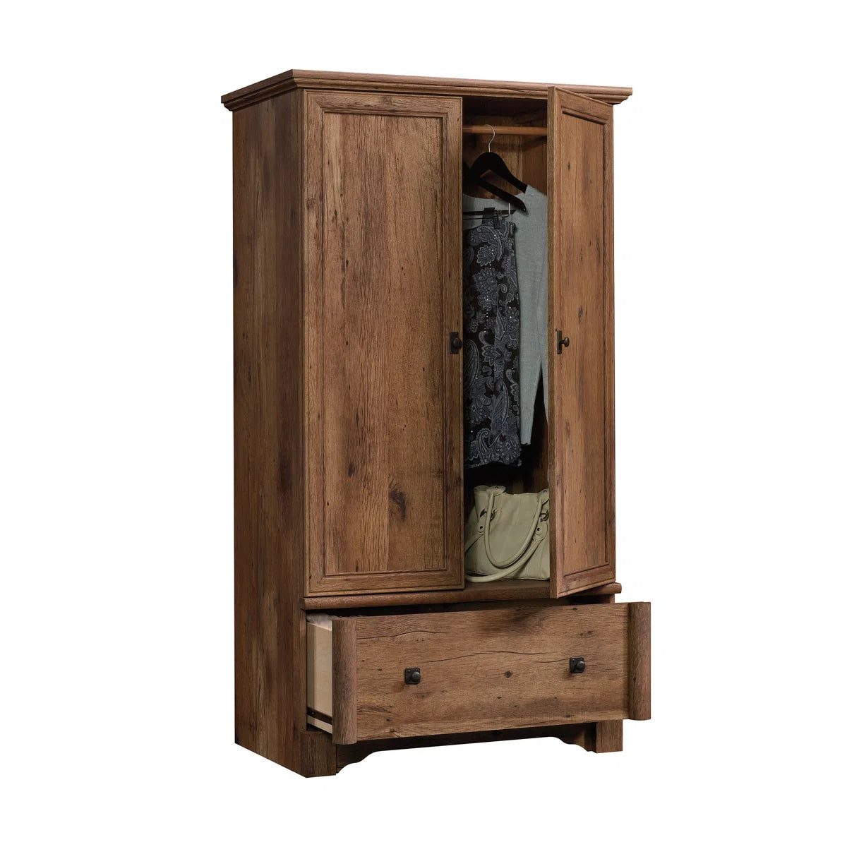 Orviston Armoire with Drawers and Hanging Space for Bedroom OUCH CART