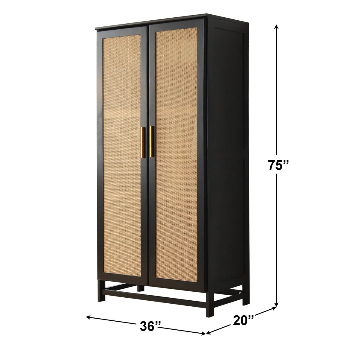 Albertha Solid Wood Bedroom Wardrobe Large Storage Rattan Door Style