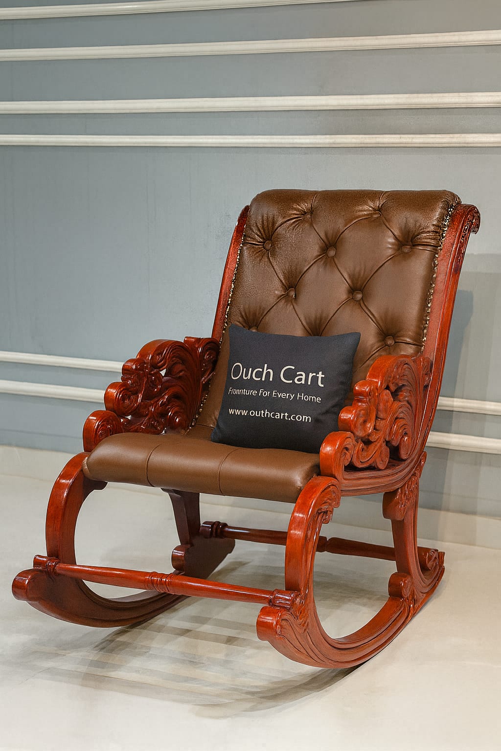 Aamazing Hand Carved Rocking Chair (Teak Wood) OUCH CART