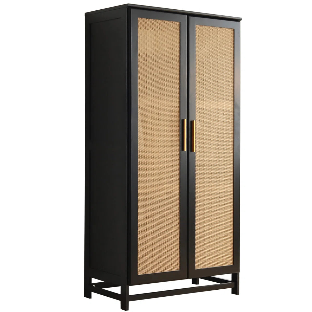 Albertha Solid Wood Bedroom Wardrobe Large Storage Rattan Door Style