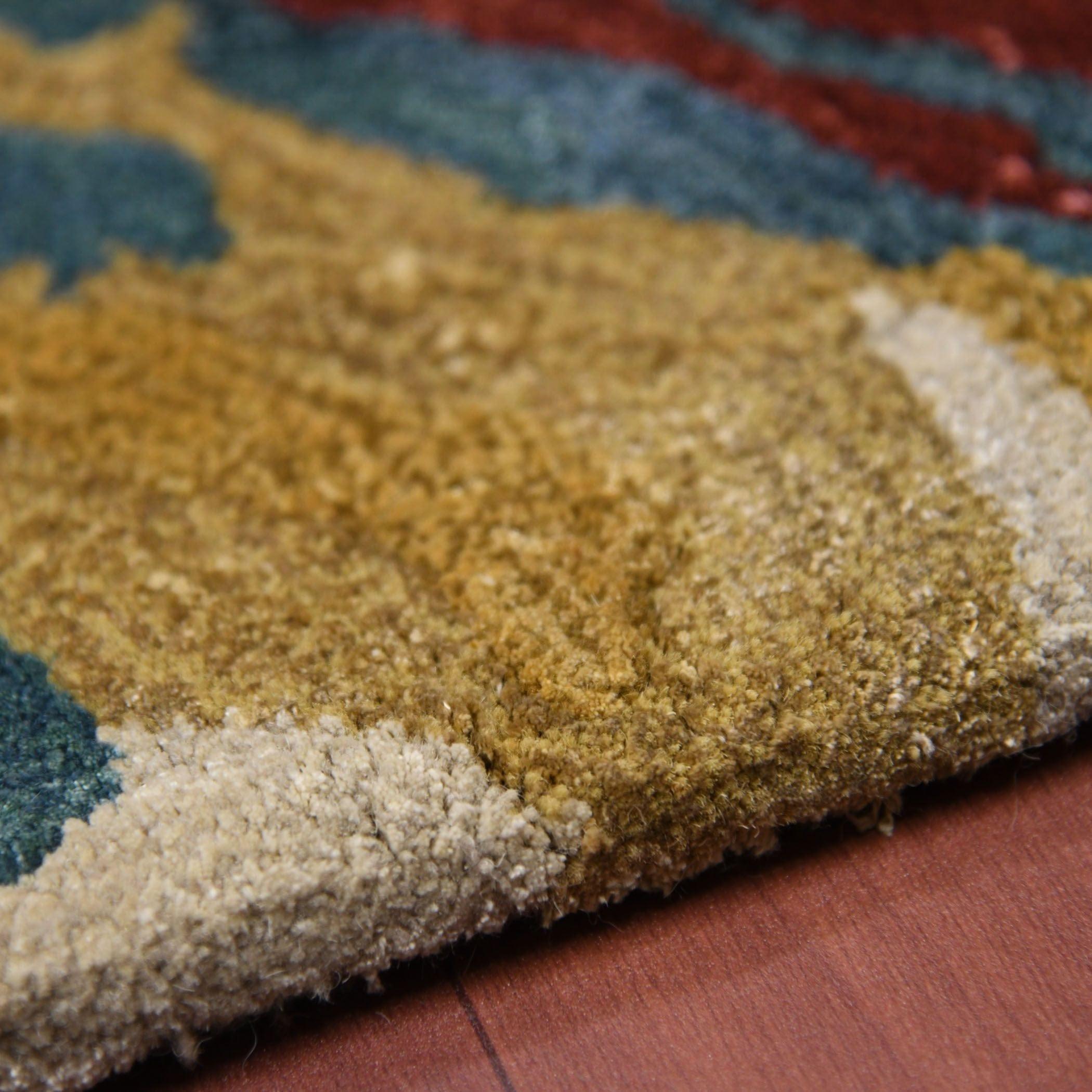 Orange Wool & Viscose Dream Scape 4x6 Feet Hand-Tufted Carpet - Rug - Ouch Cart