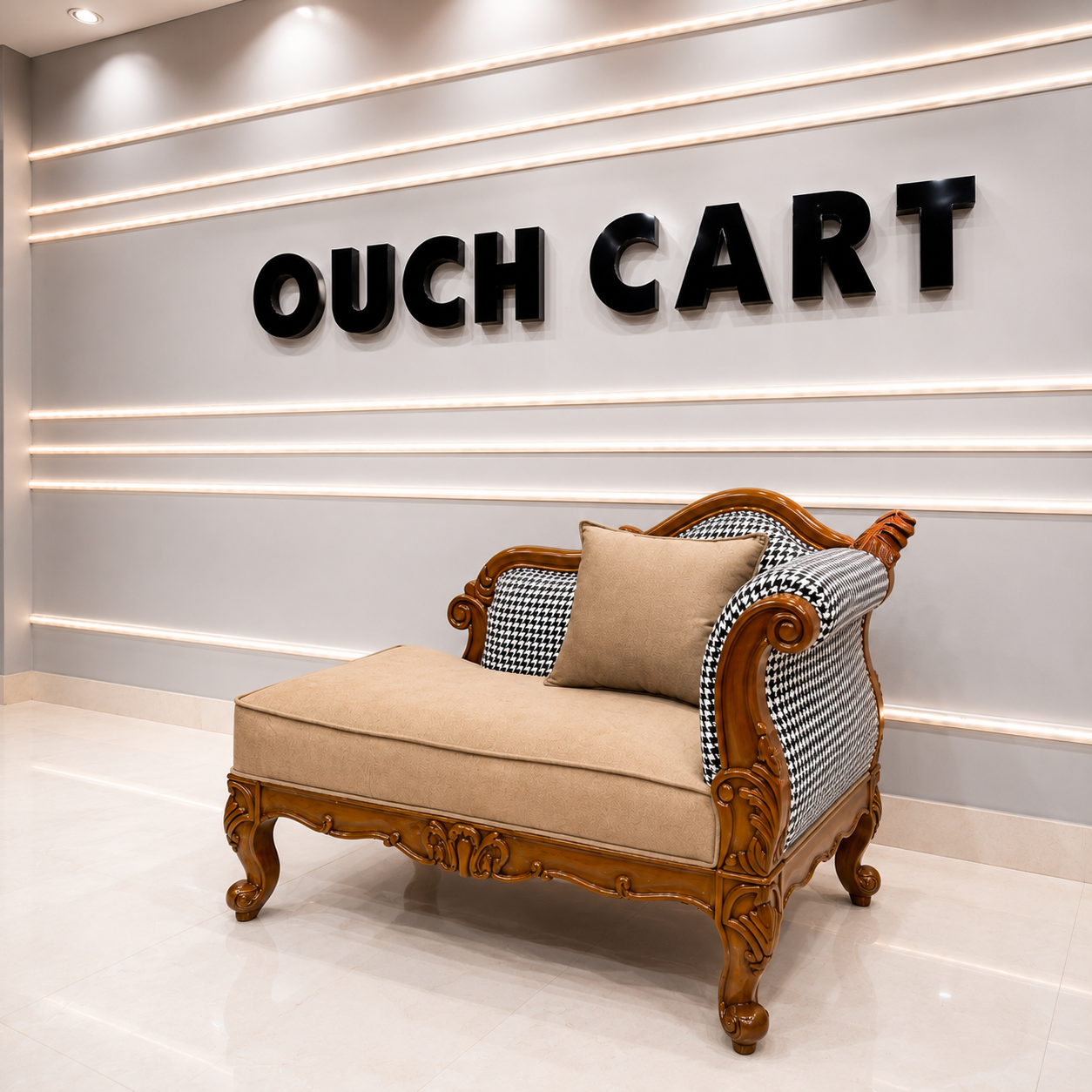 Ouch Cart Luxury Wooden Accent Chair |