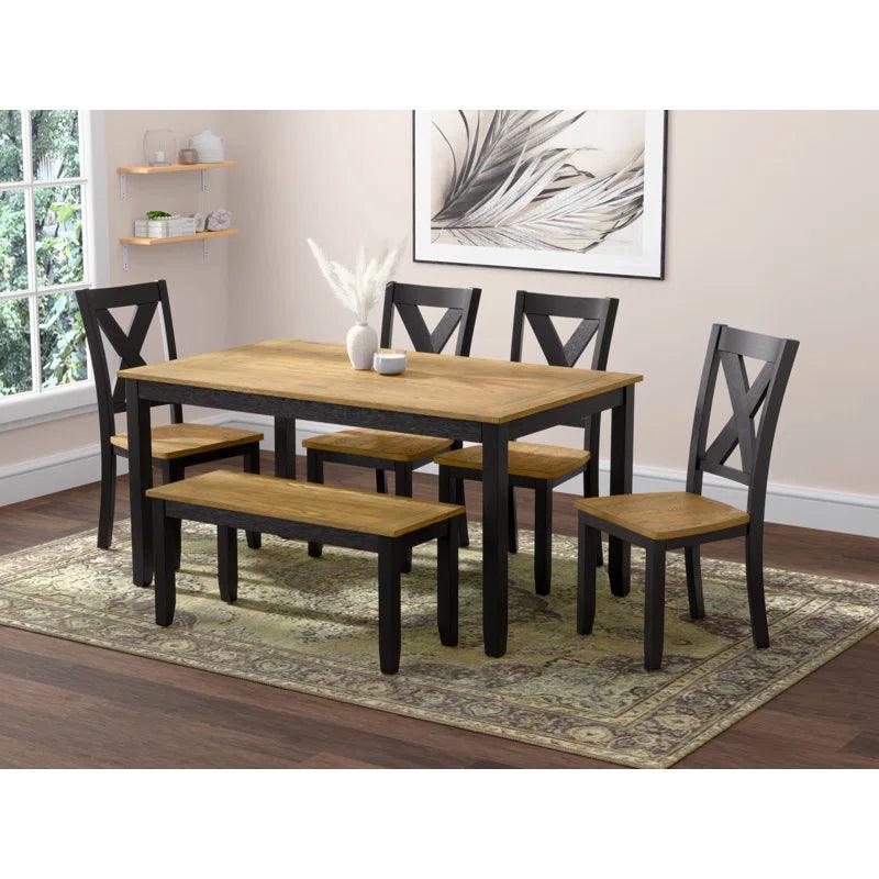 6 - Piece Solid Wood Dining Set - Ouch Cart