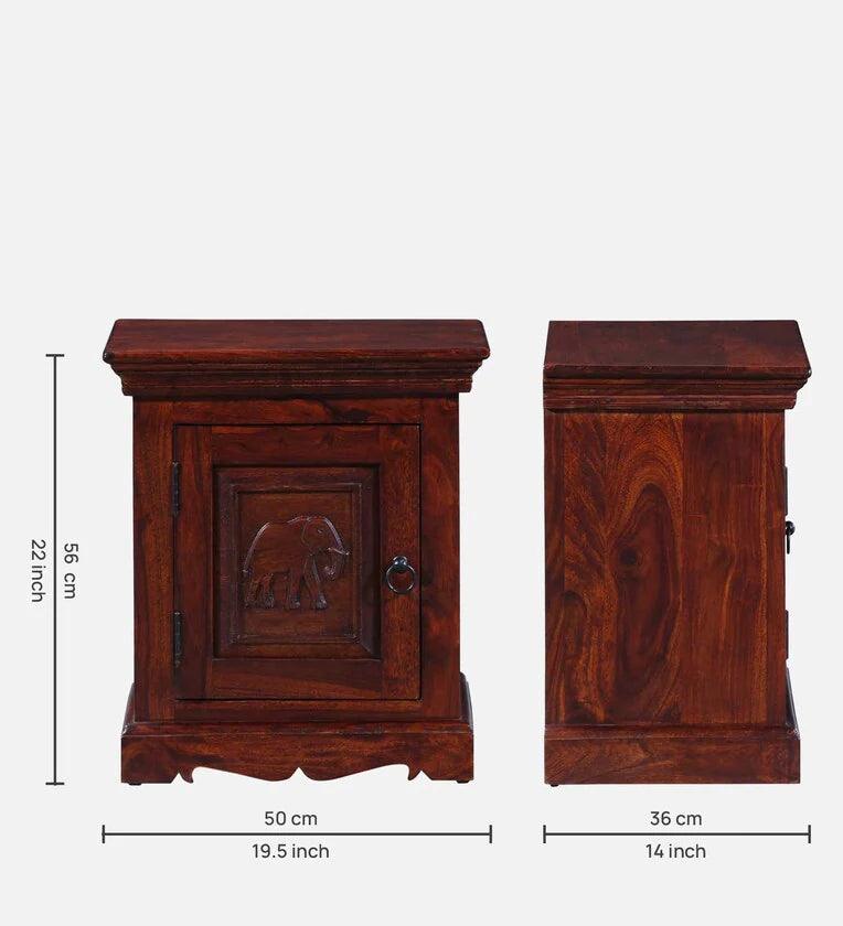 Sheesham Wood LHS Bedside Table in Scratch Resistant Honey Oak Finish - Ouch Cart