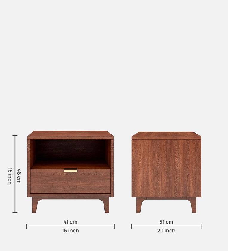 Olivia Bedside Table in Brown Finish with Drawer - Ouch Cart