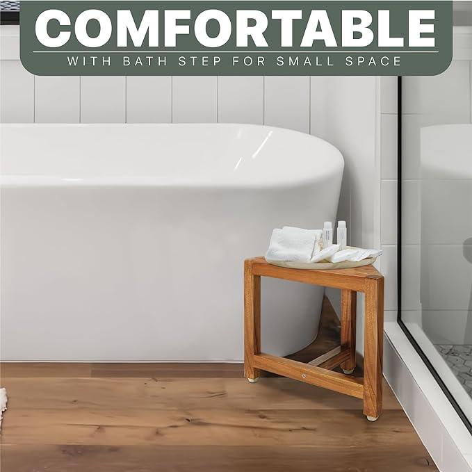 Corner Shower Stool for Shaving Legs, Small Corner Bathroom Bench Suitable for Small Shower Spaces, Bath Seat, in Shower Stool - Ouch Cart