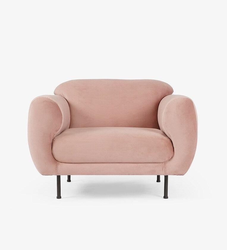 Fabric 1 Seater Sofa In Plush Pink Colour - Ouch Cart
