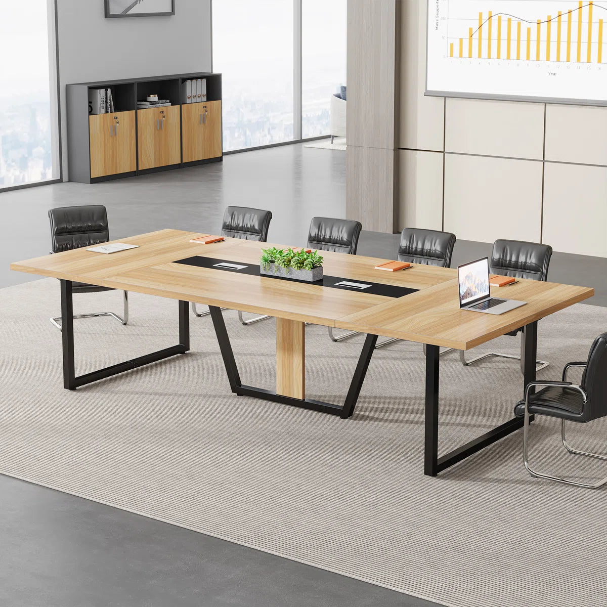 Anoush 94.5'' Rectangle Conference Table Ouch Cart