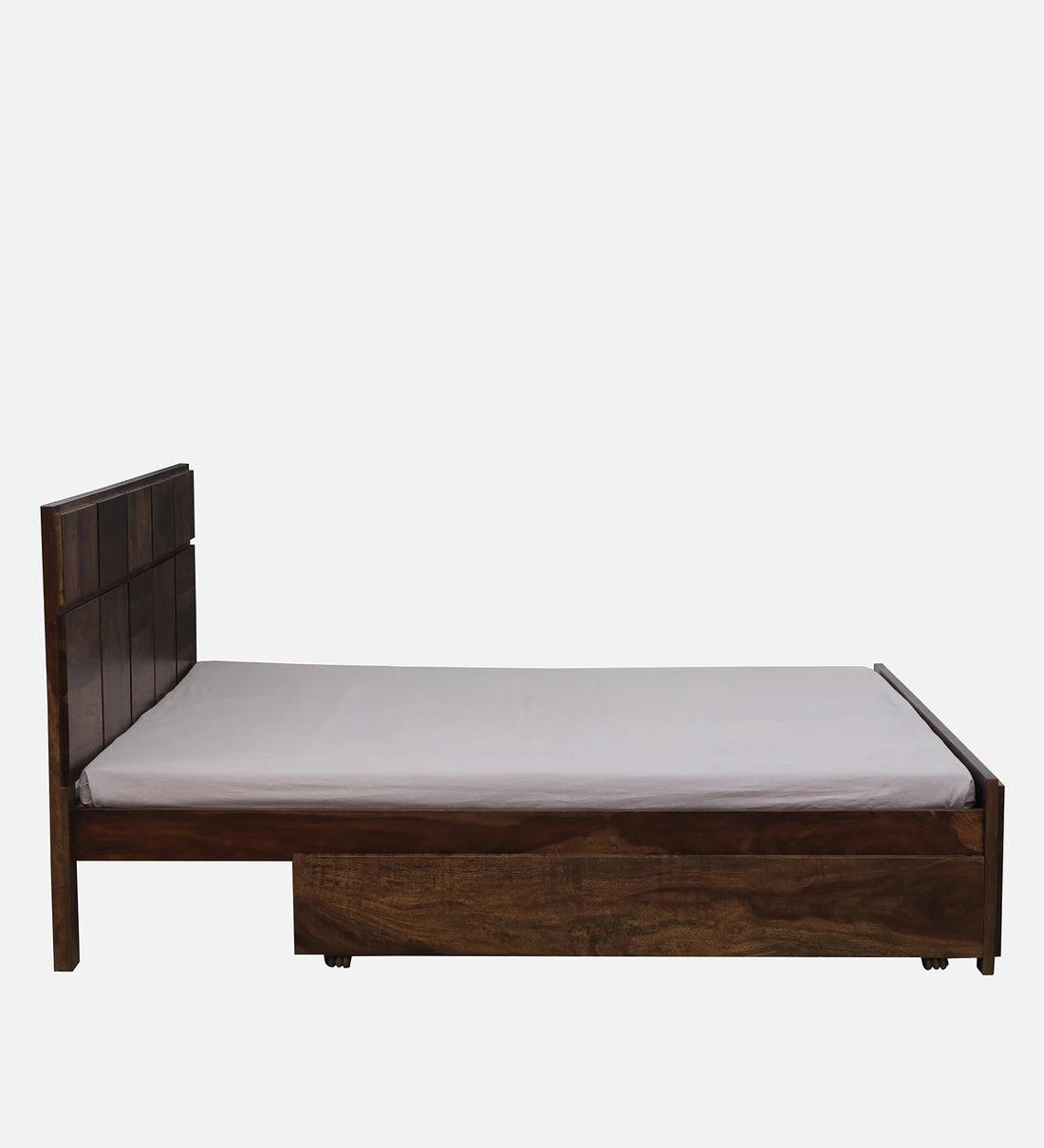 Sheesham Wood King Size Bed In Provincial Teak Finish With Drawer Storage - Ouch Cart