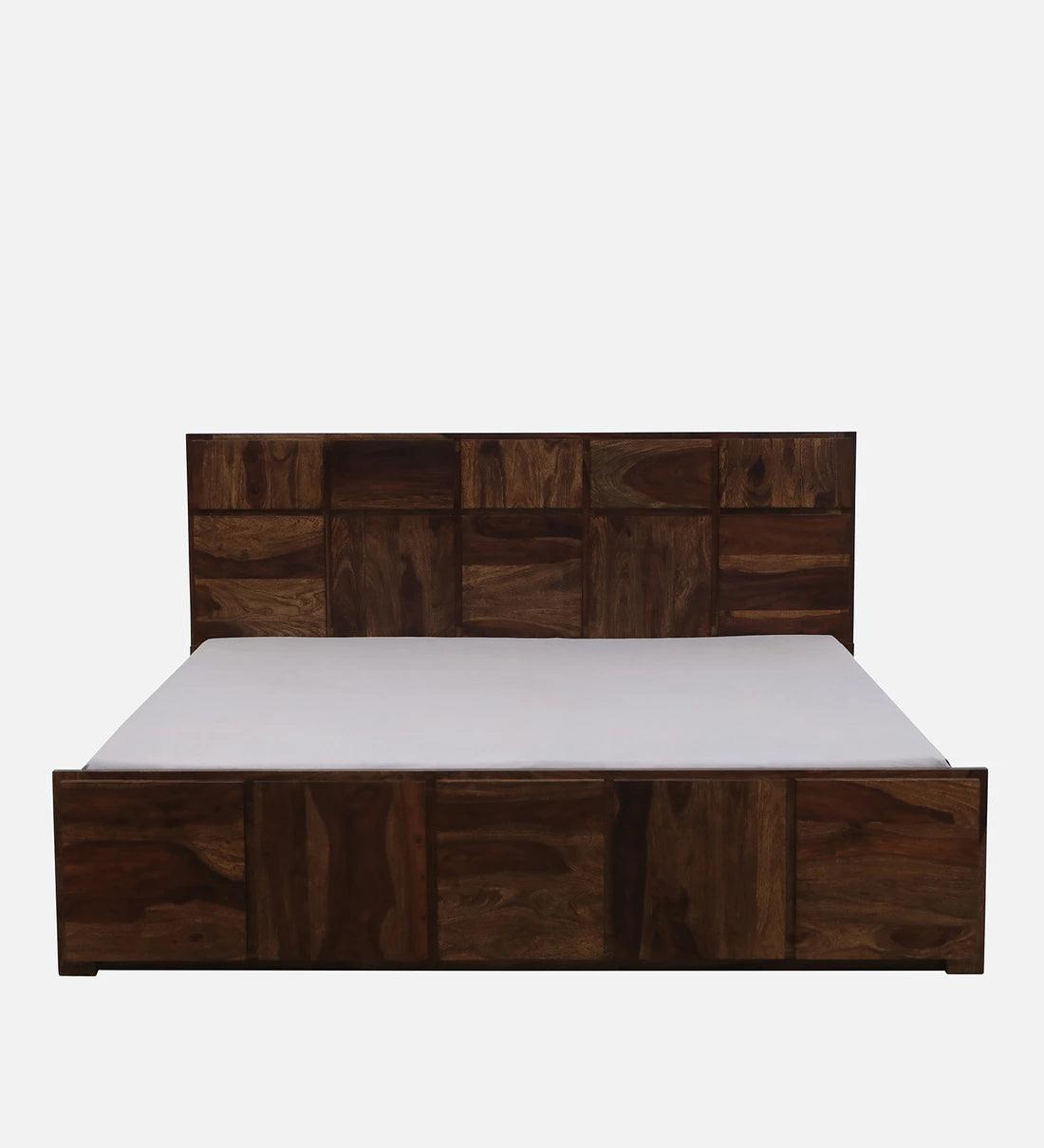 Sheesham Wood King Size Bed In Provincial Teak Finish With Drawer Storage - Ouch Cart