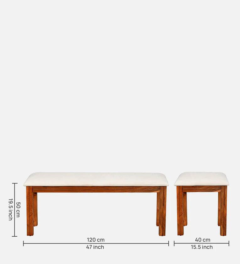 Solid Wood 4 Seater Dining Set In Honey Finish With Bench - Ouch Cart