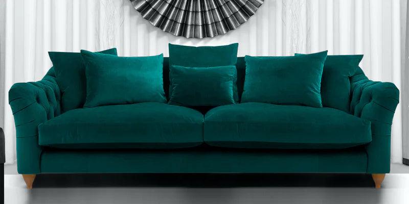Fabric 3 Seater Sofa in Greenish Blue Colour - Ouch Cart