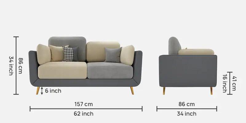 Velvet 2 Seater Sofa in Grey & Beige Colour - Ouch Cart