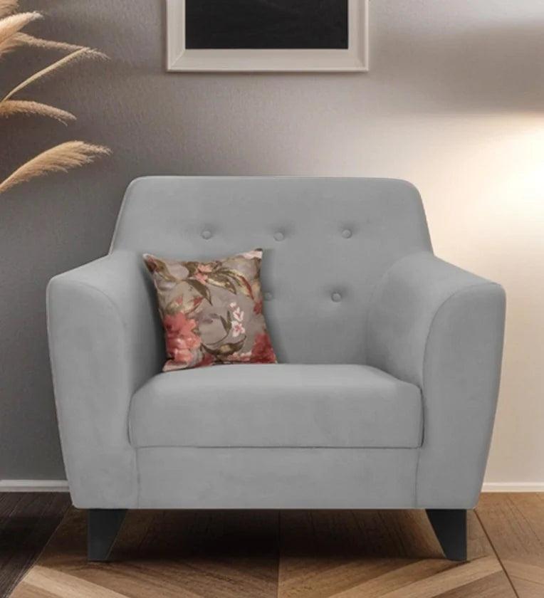 Velvet 1 Seater Sofa in Grey Colour - Ouch Cart