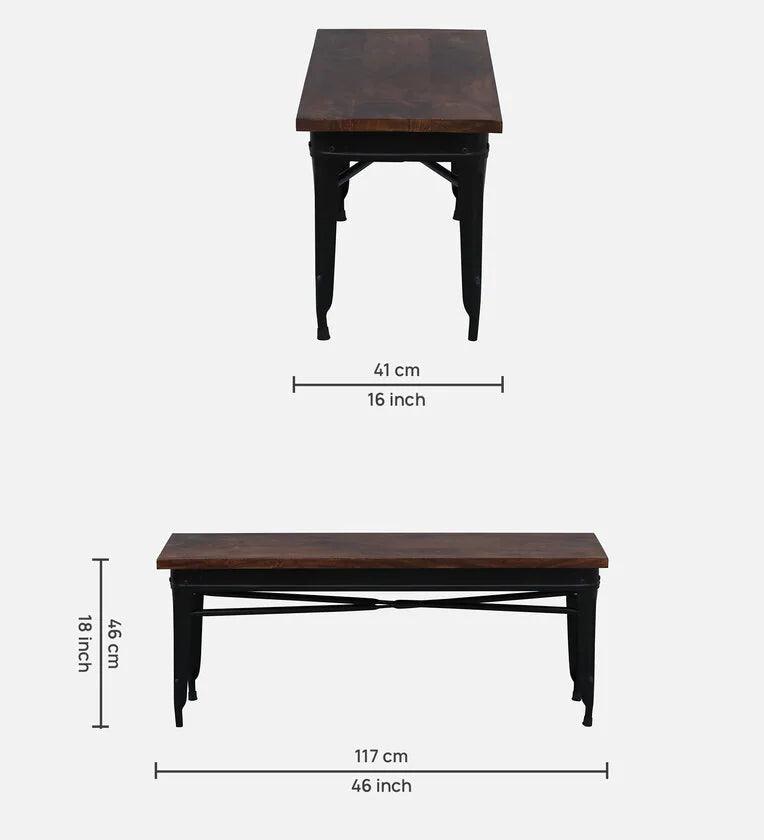 Metal 6 Seater Dining Set In Scratch Resistant Black Colour With Bench - Ouch Cart