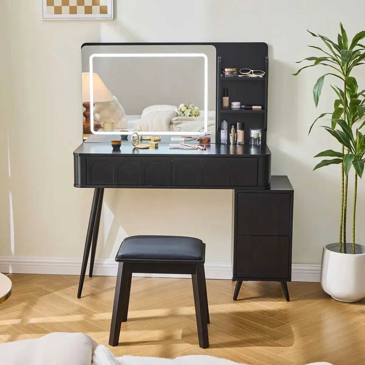 Dufault 45.5'' Modern Makeup Vanity Set With Mirror And Stool
-OUCH CART |Dressing table