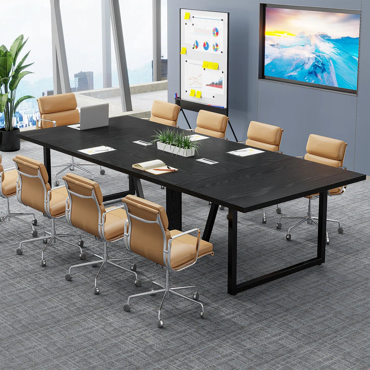 Anoush 94.5'' Rectangle Conference Table Ouch Cart