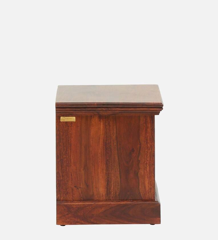Sheesham Wood Bedside Table In Honey Oak Finish With Drawer - Ouch Cart