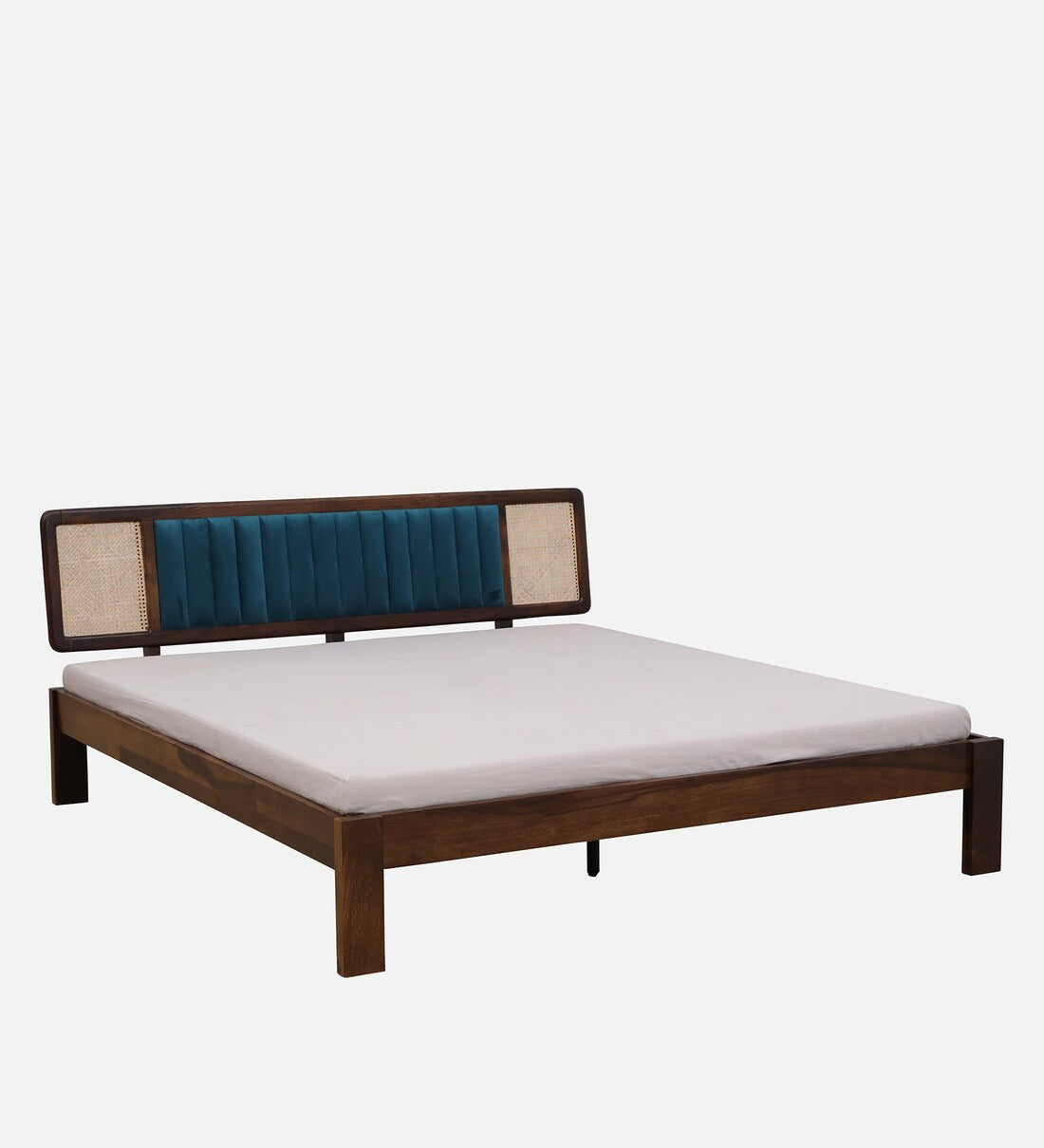 Bliss Cane King Size Bed In Scratch Resistant Teak Finish