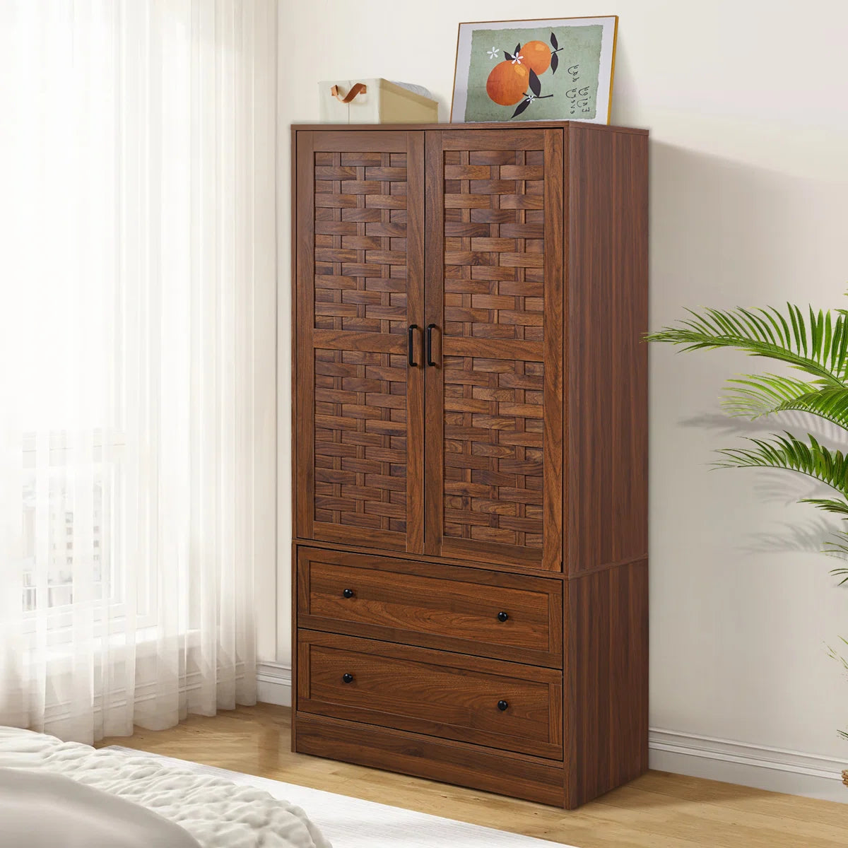 Romond Bedroom Armoire Functional and Stylish Solid Wood Wardrobe OUCH CART
