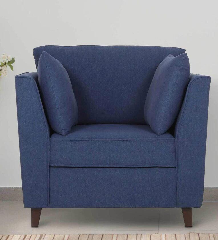 Fabric 1 Seater Sofa In Navy Blue Colour - Ouch Cart