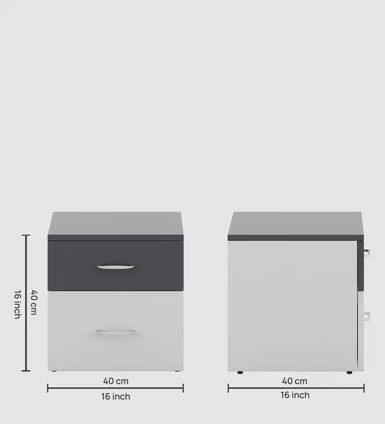 Bedside Table in Grey & Frosty White Finish with Drawers - Ouch Cart