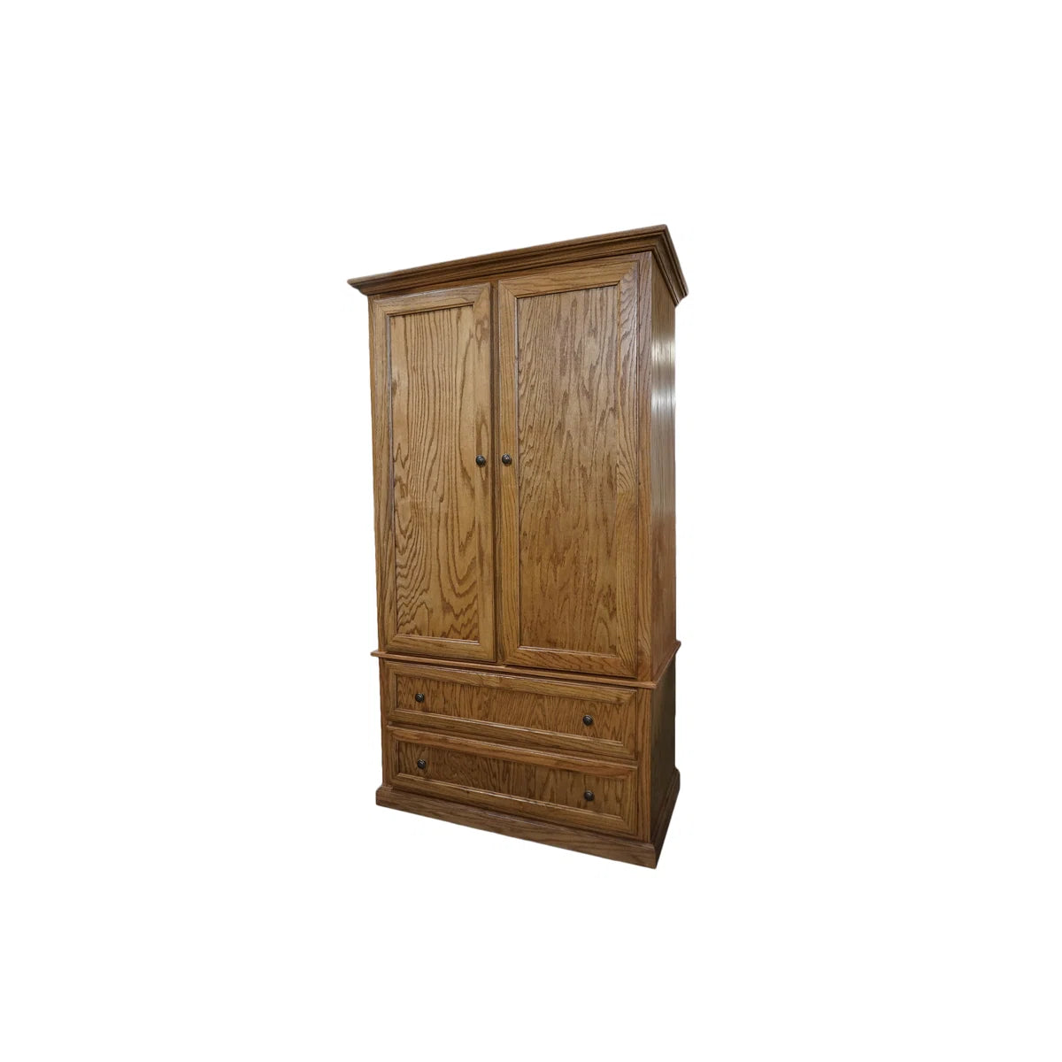 Modern Oak 3-Door Solid Wood Wardrobe Armoire with Large Drawers OUCH CART