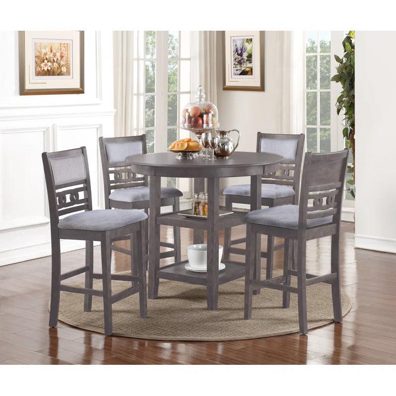 4 - Person Round Solid Wood Dining Set - Ouch Cart