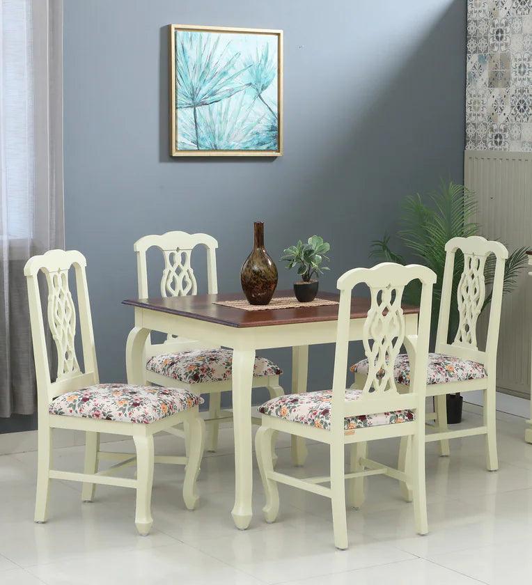 Solid Wood 4 Seater Dining Set In Tulip Finish at OUCH CART