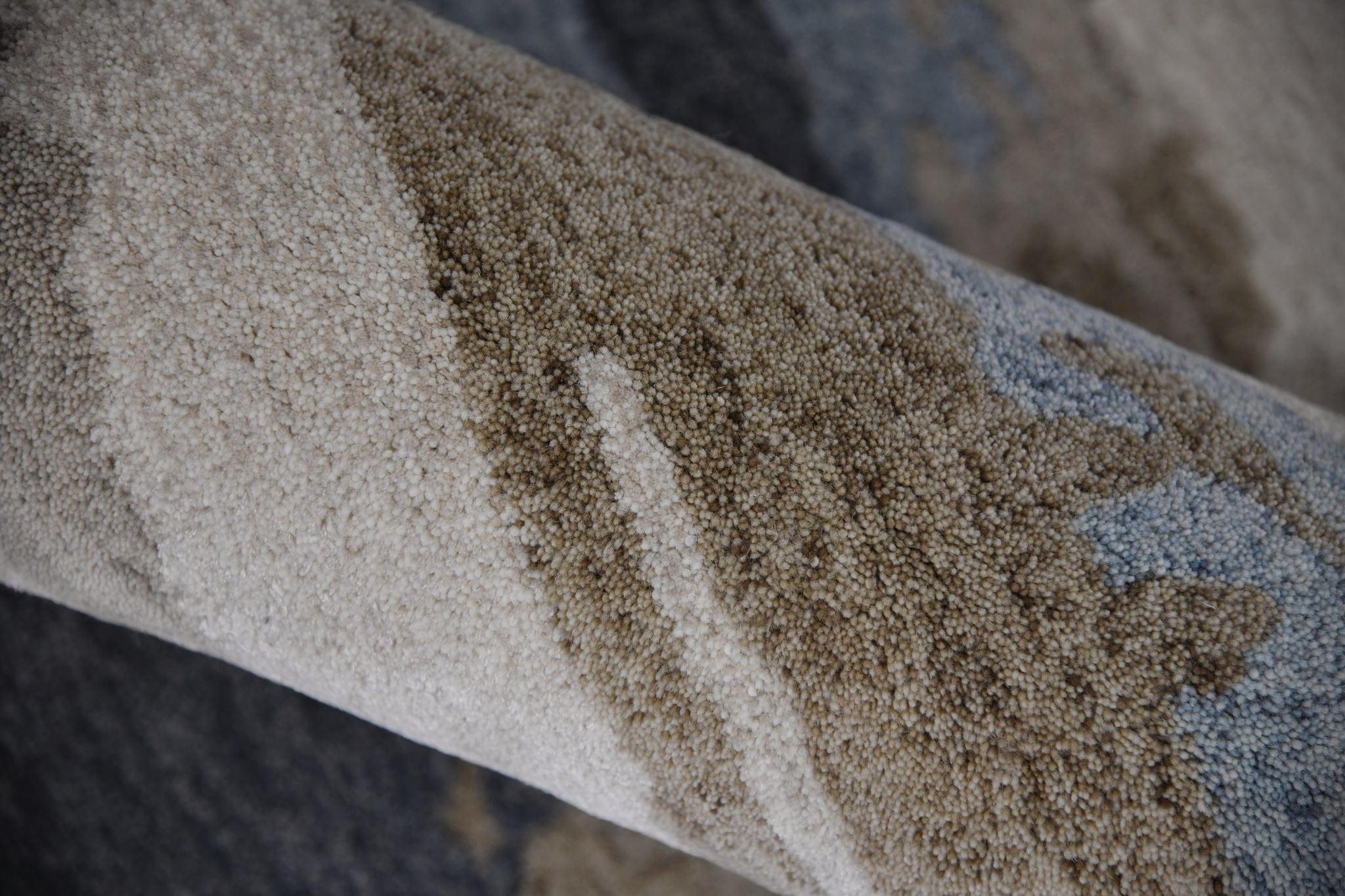 Water Blue Wool & Viscose Abstract 8X10 Feet Hand-Tufted Carpet Abstract Rug - Ouch Cart