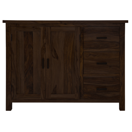 Brisbane Sheesham Wood Storage Cabinet with Three Drawer (Walnut Finish)