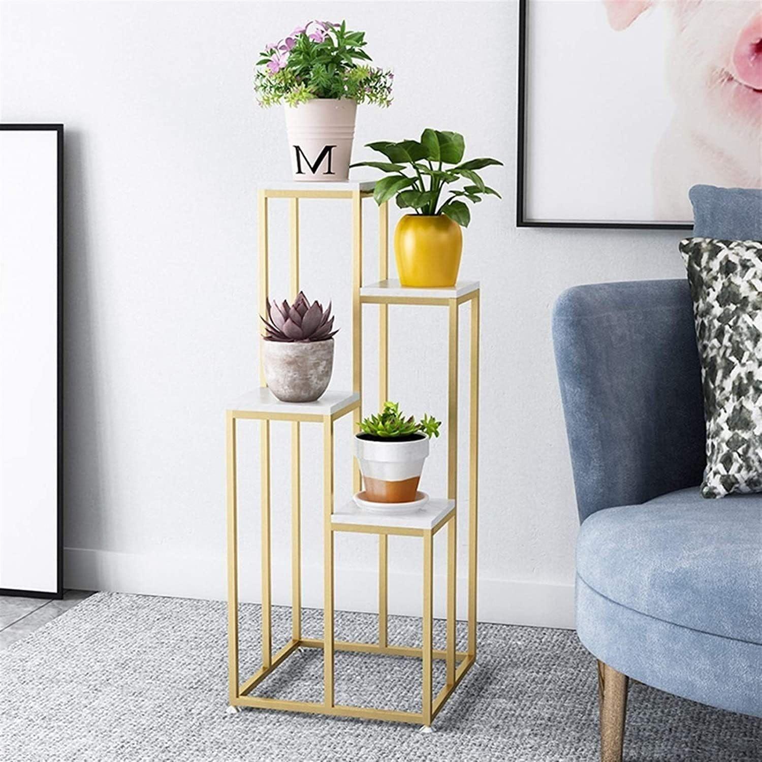 4- Tier Square Pot Stand for Living Room - Ouch Cart