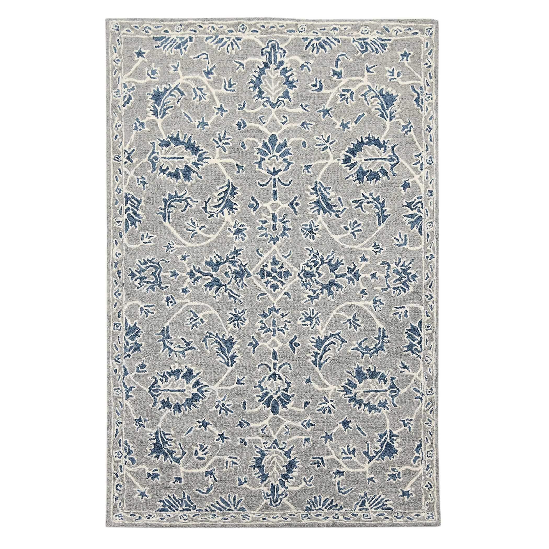 Gray Blue Wool Romania 4x6 Feet Hand-Tufted Carpet - Rug - Ouch Cart