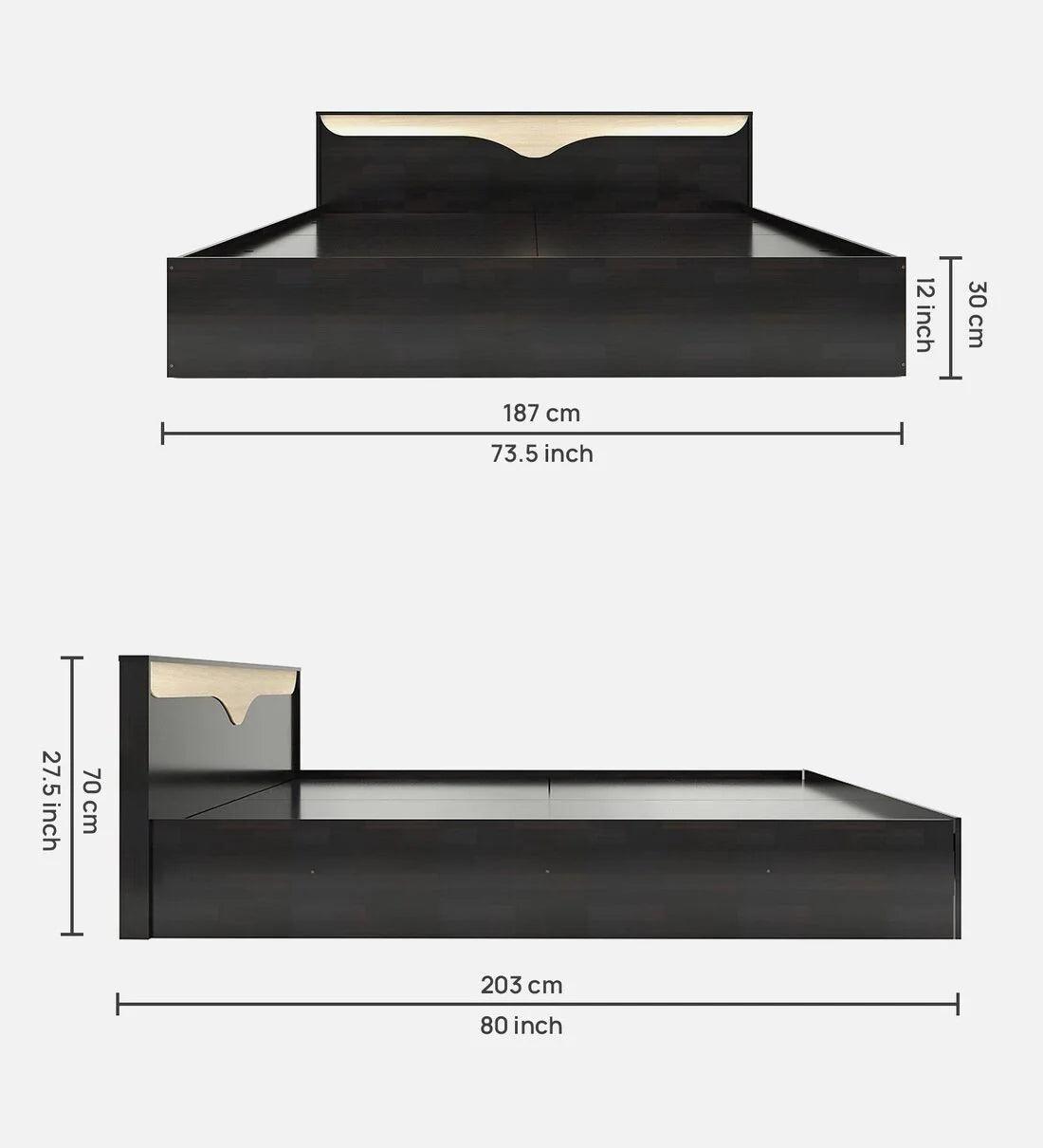 Medest King Size Bed in Wenge Finish with Storage - Ouch Cart