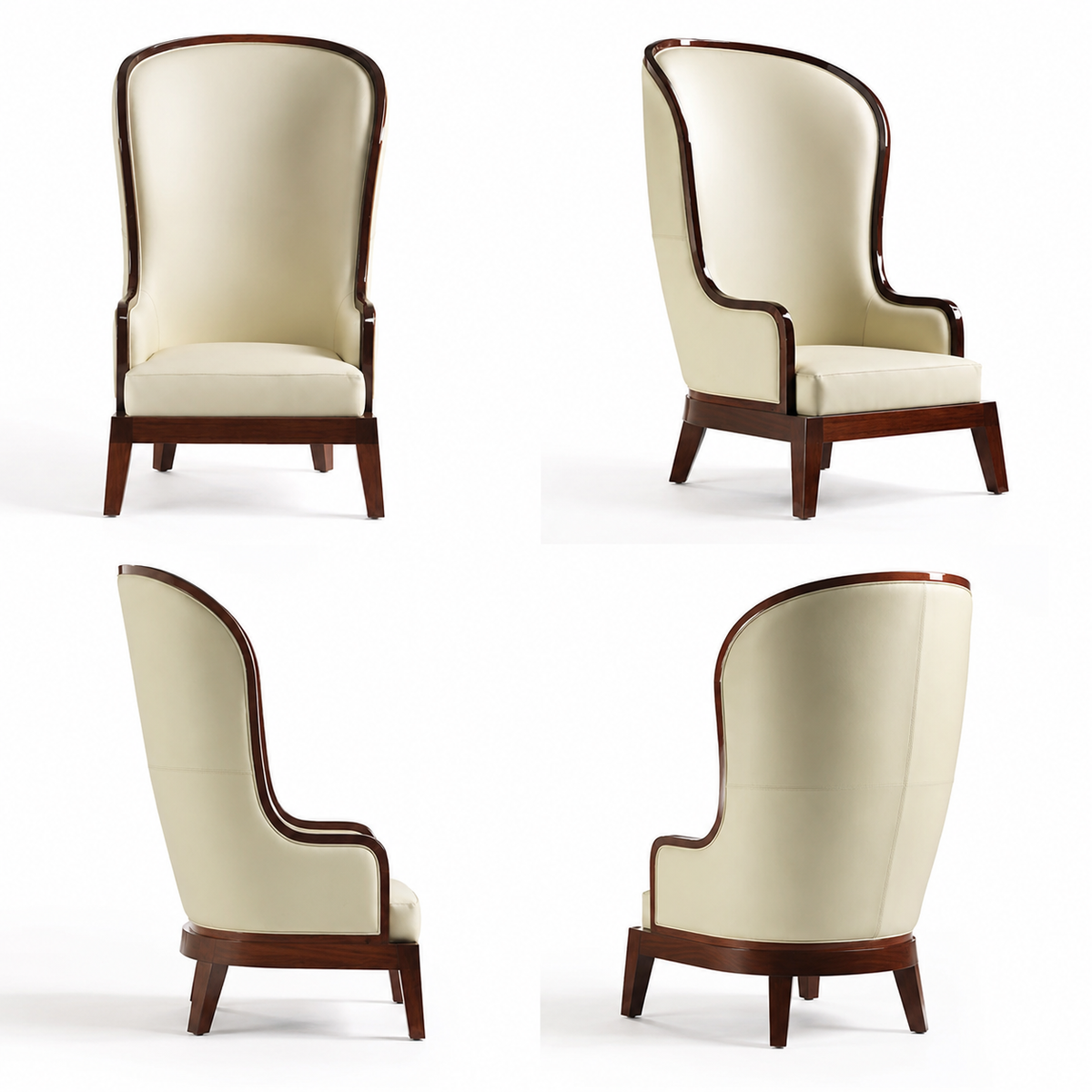 Luxury Cream Wingback Chair | High Back Upholstered Accent Chair with Wooden Frame & Legs | Elegant Living Room Chair OUCH CART