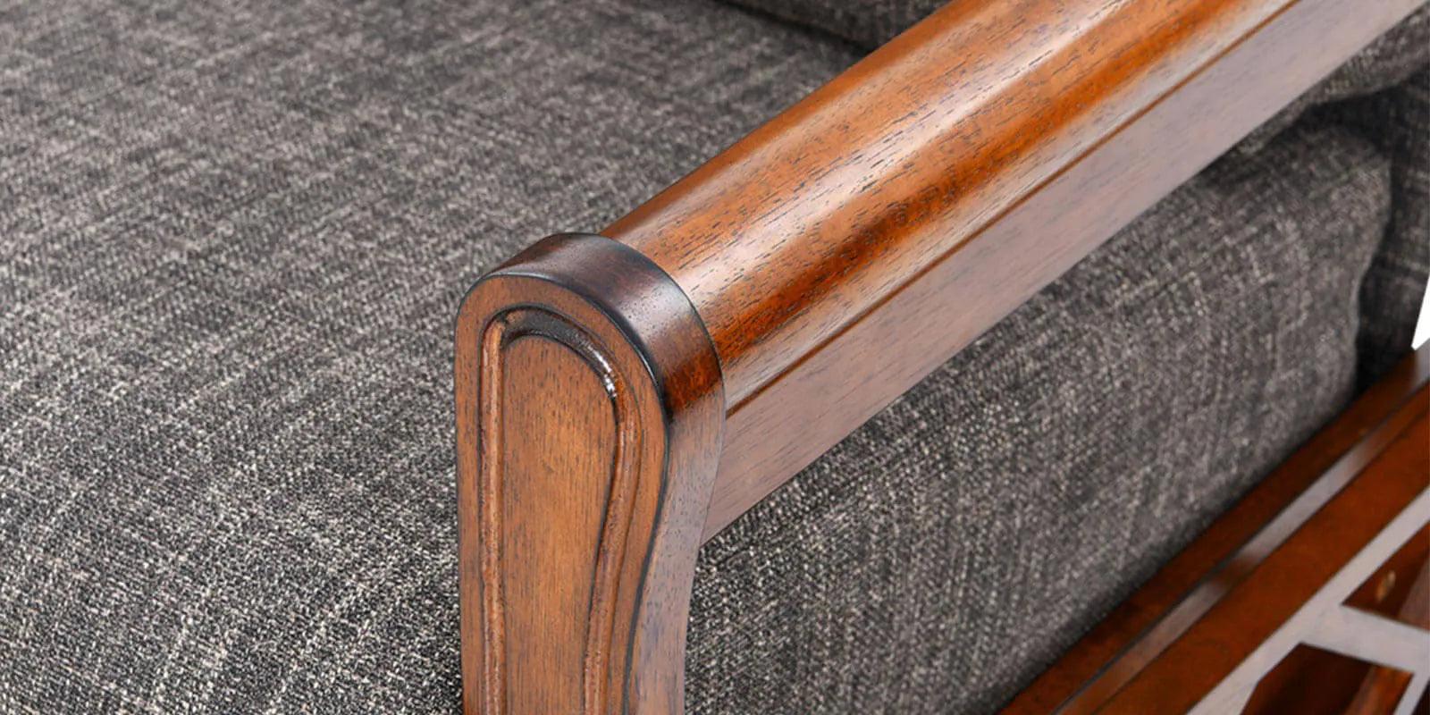 Solid Wood 3 Seater Sofa in Brown Colour - Ouch Cart