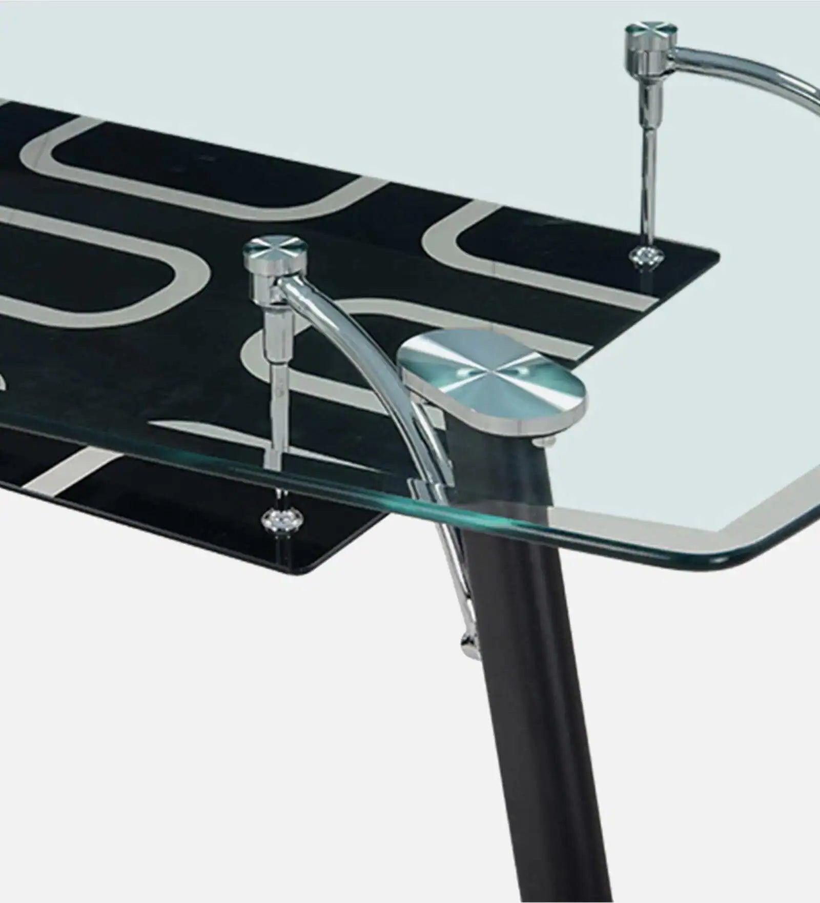 Glass Top 6 Seater Dining Set In Black Colour - Ouch Cart