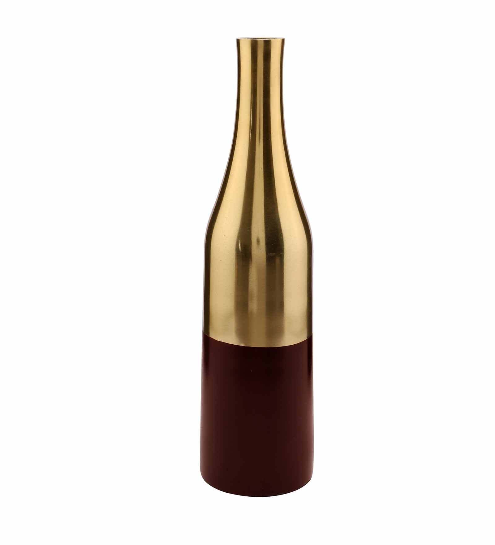 Scarlet Red Gold Champagne Bottle Vase Set,
