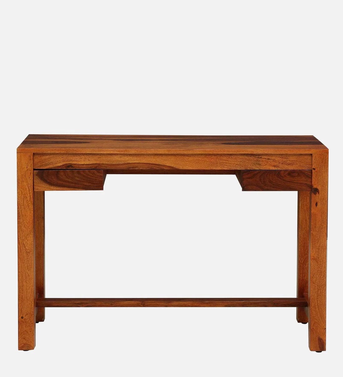Claire Sheesham Wood Writing Table In Rustic Teak Finish,