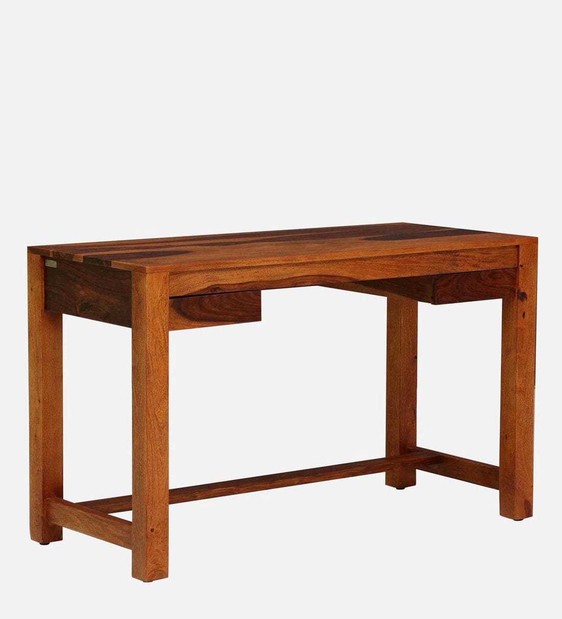 Claire Sheesham Wood Writing Table In Rustic Teak Finish,
