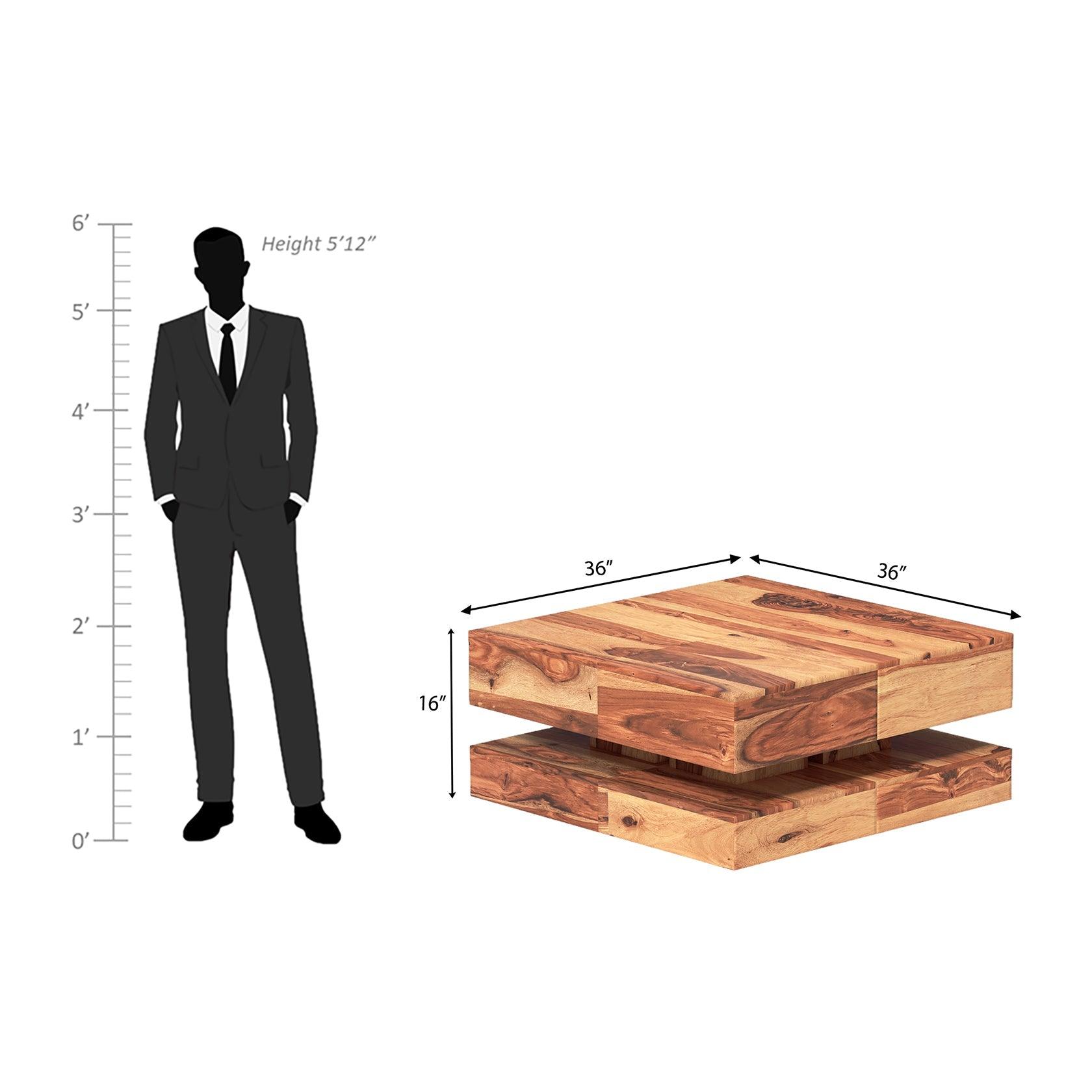 Perk Sheesham Wood Coffee Table In Light Reddish Honey Color - Ouch Cart